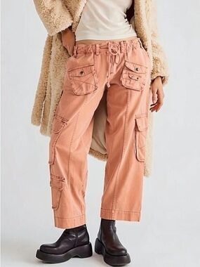 Free People Tahiti Cargo Pants In Coral